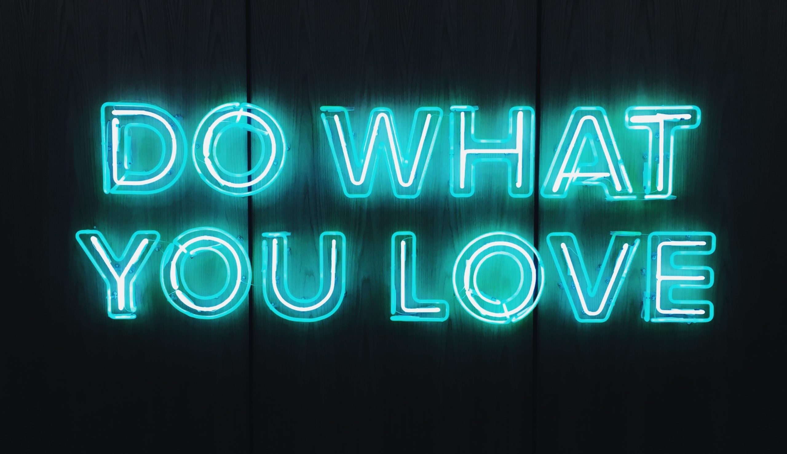 Neon sign with the words 'Do what you love'.