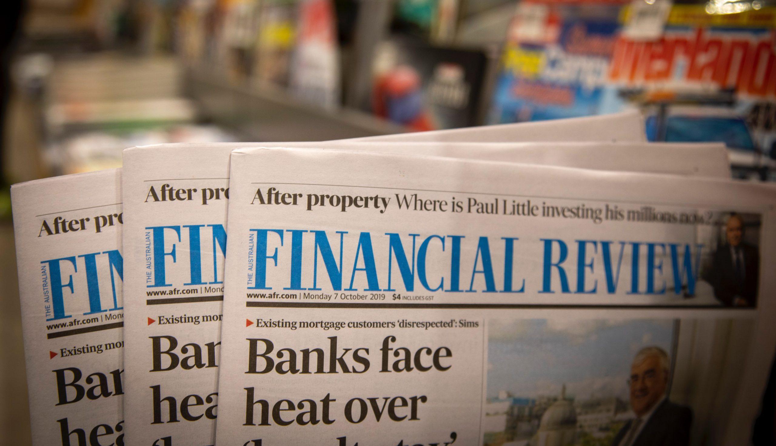 Copies of the Financial Review up close.