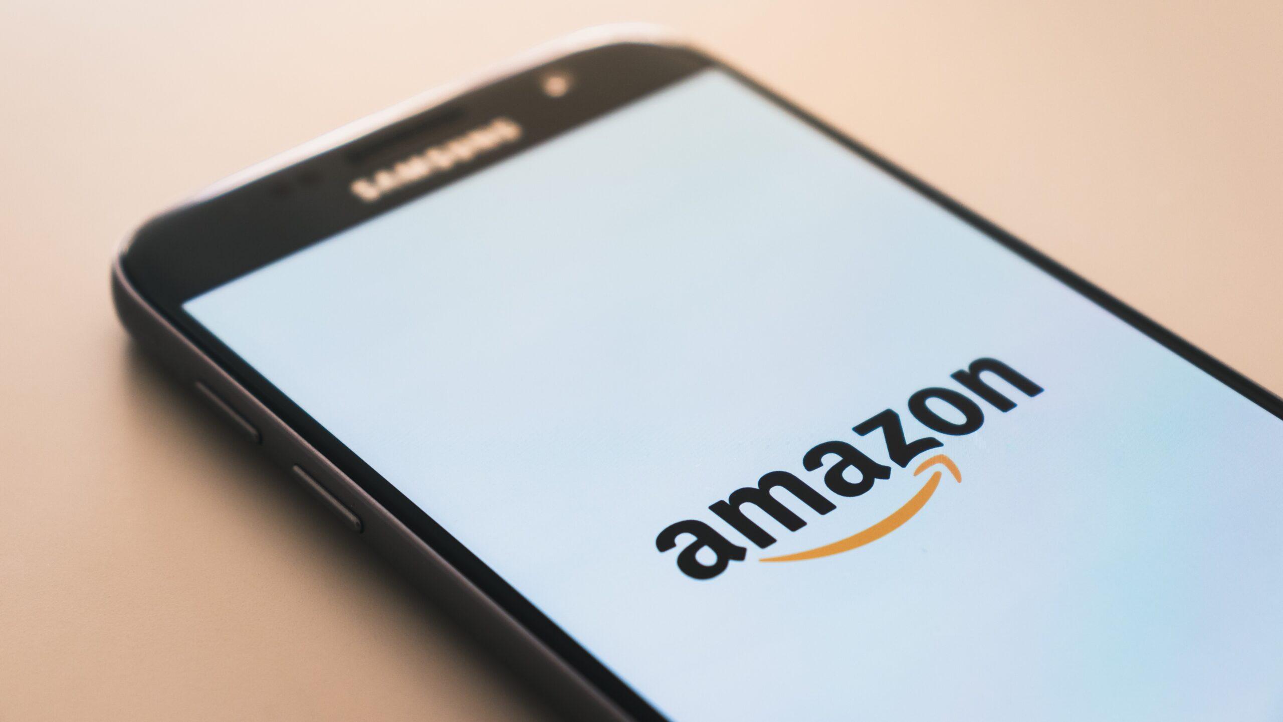 Amazon logo appearing on a smartphone.
