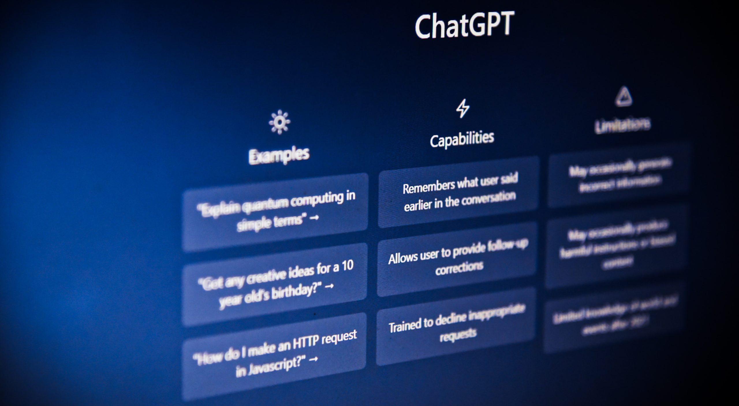 Laptop showing a page from ChatGPT.
