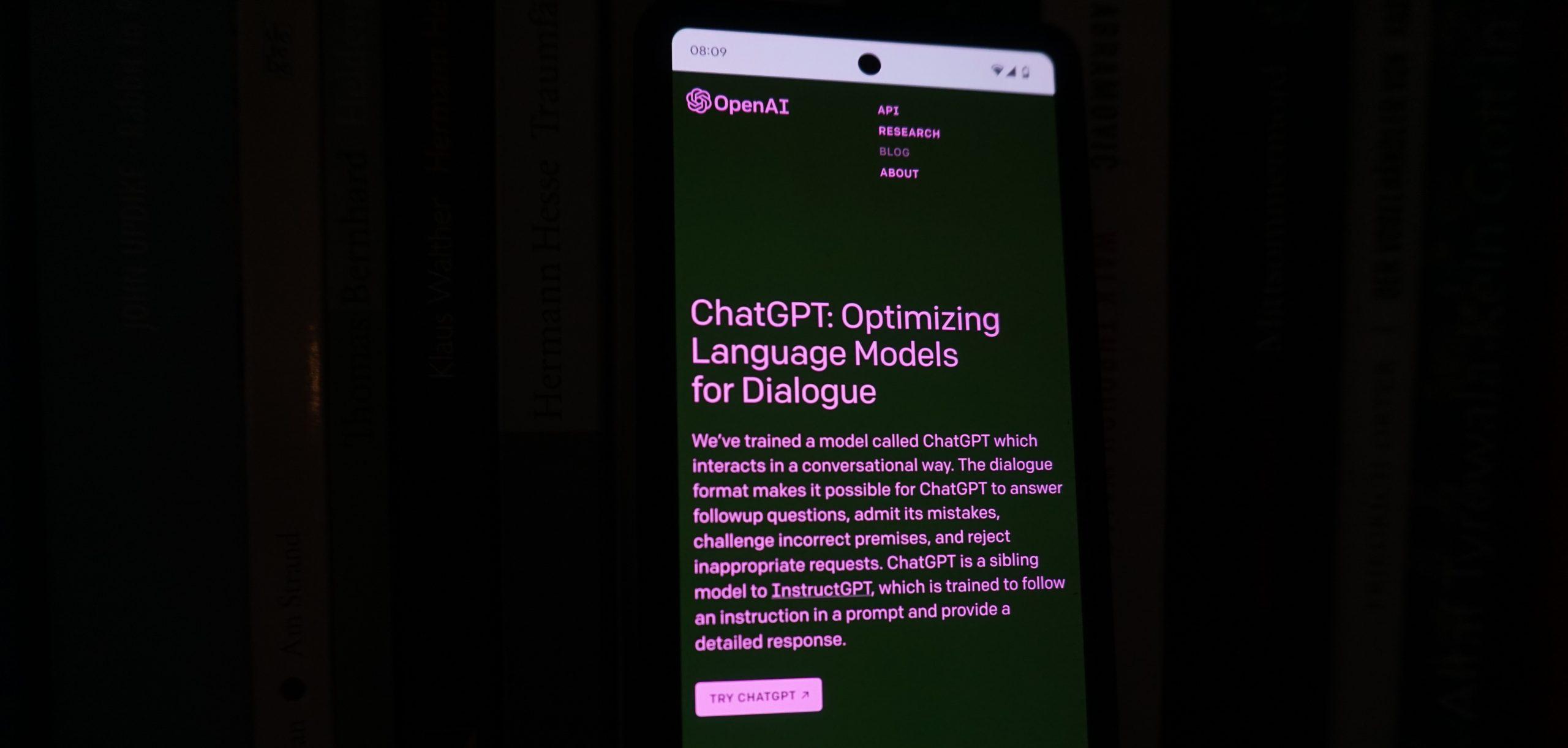 Smartphone displaying the ChatGPT homepage.