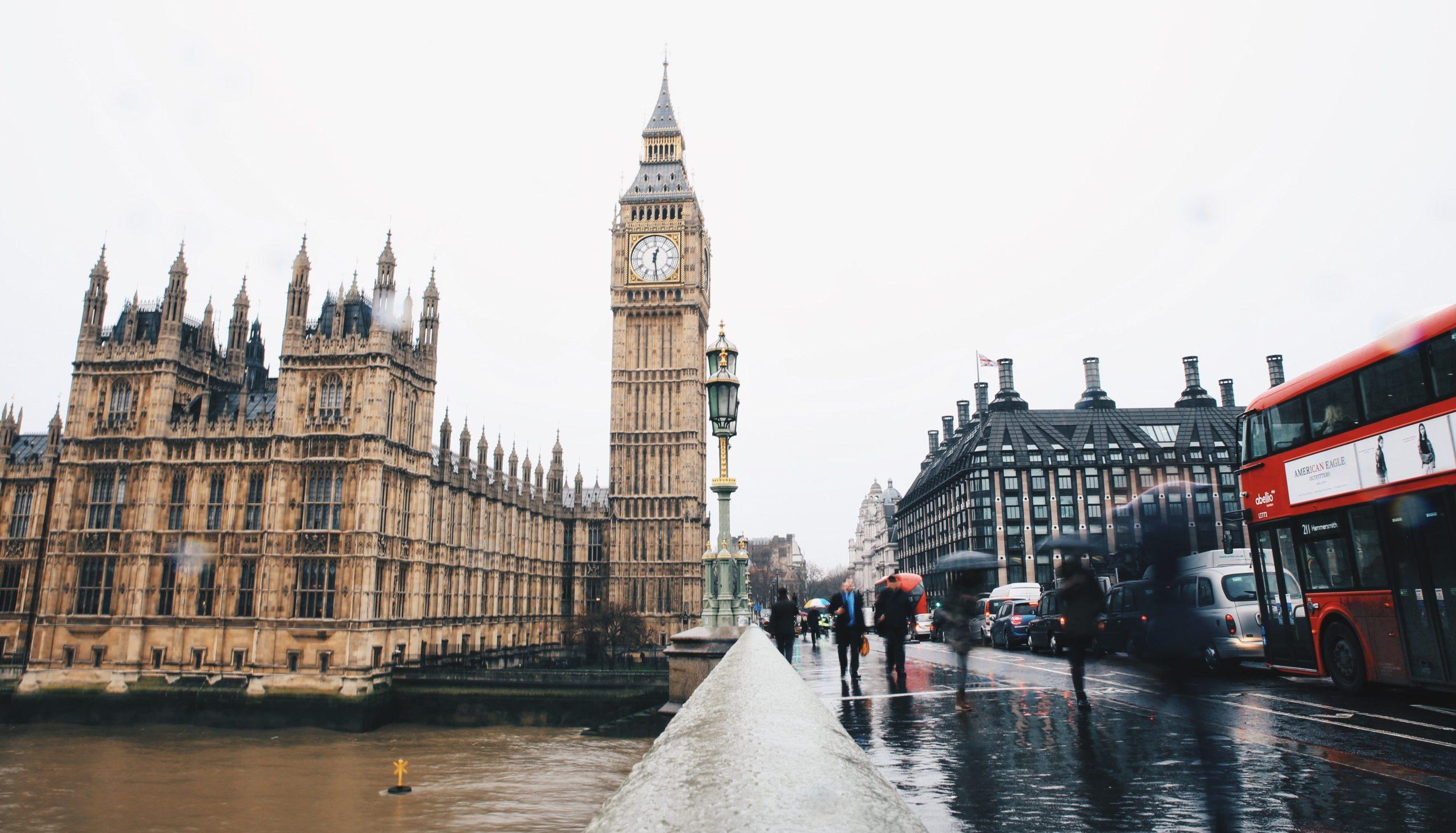 Big Ben, London on a drizzly day.