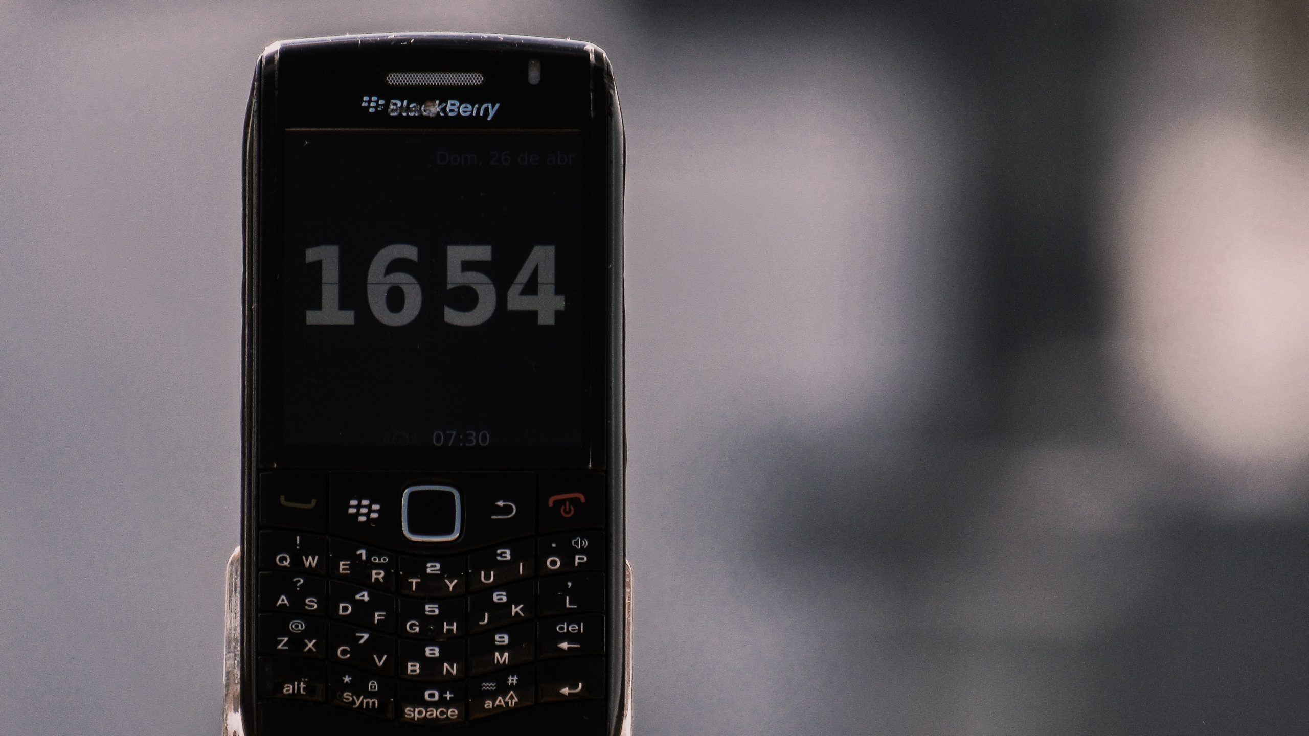 Close up of a BlackBerry device.