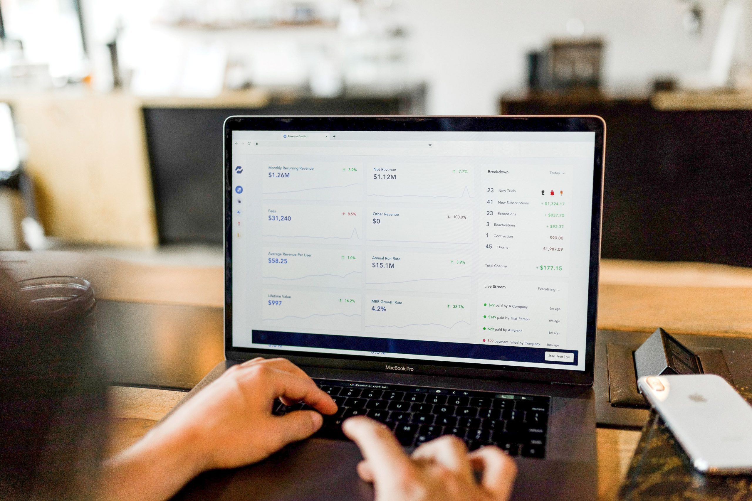 Person looking at analytics on a laptop as part of an article about the best CRM for small business in Australia.