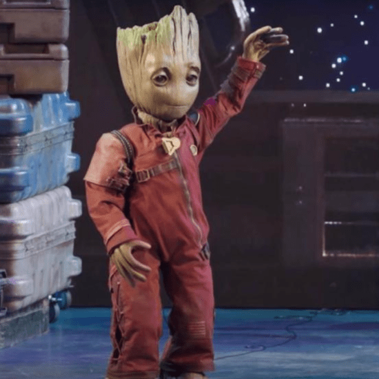 Groot robot dancing on stage.