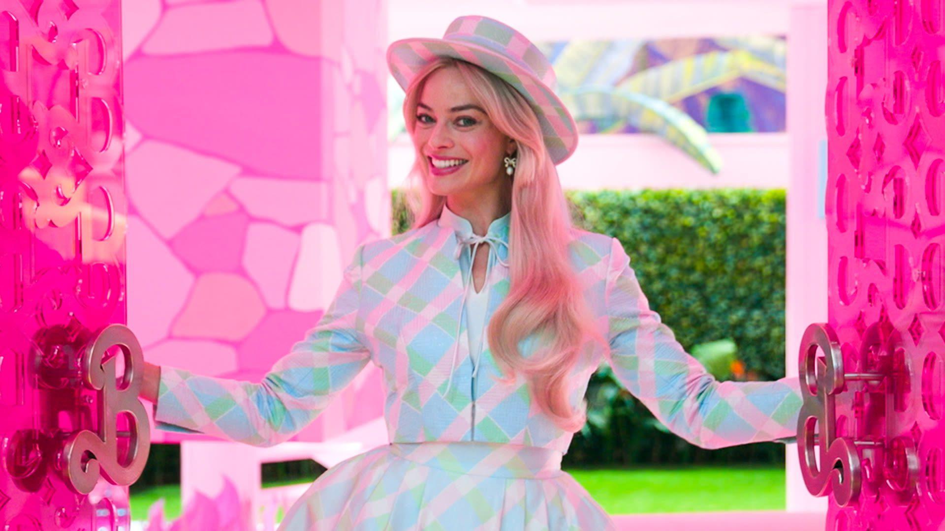 Image of Margot Robbie as part of the Barbie Dreamhouse walkthrough for Architectural Digest.
