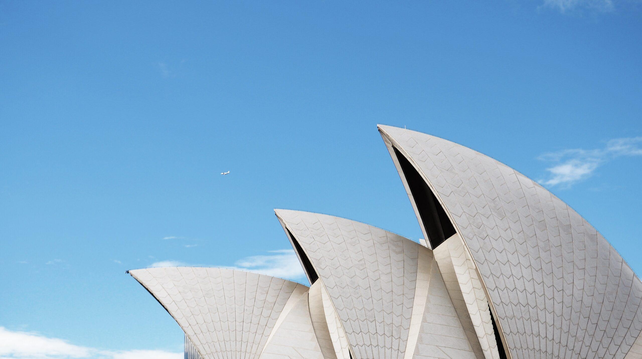 A close-up of the 'sails' of the Sydney Opera House.