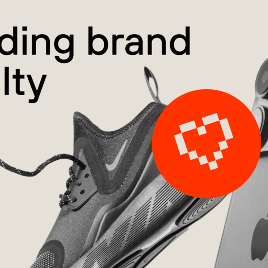 Graphic featuring a NIke shoe and an Apple iPhone a part of an article about strategies for building brand loyalty.