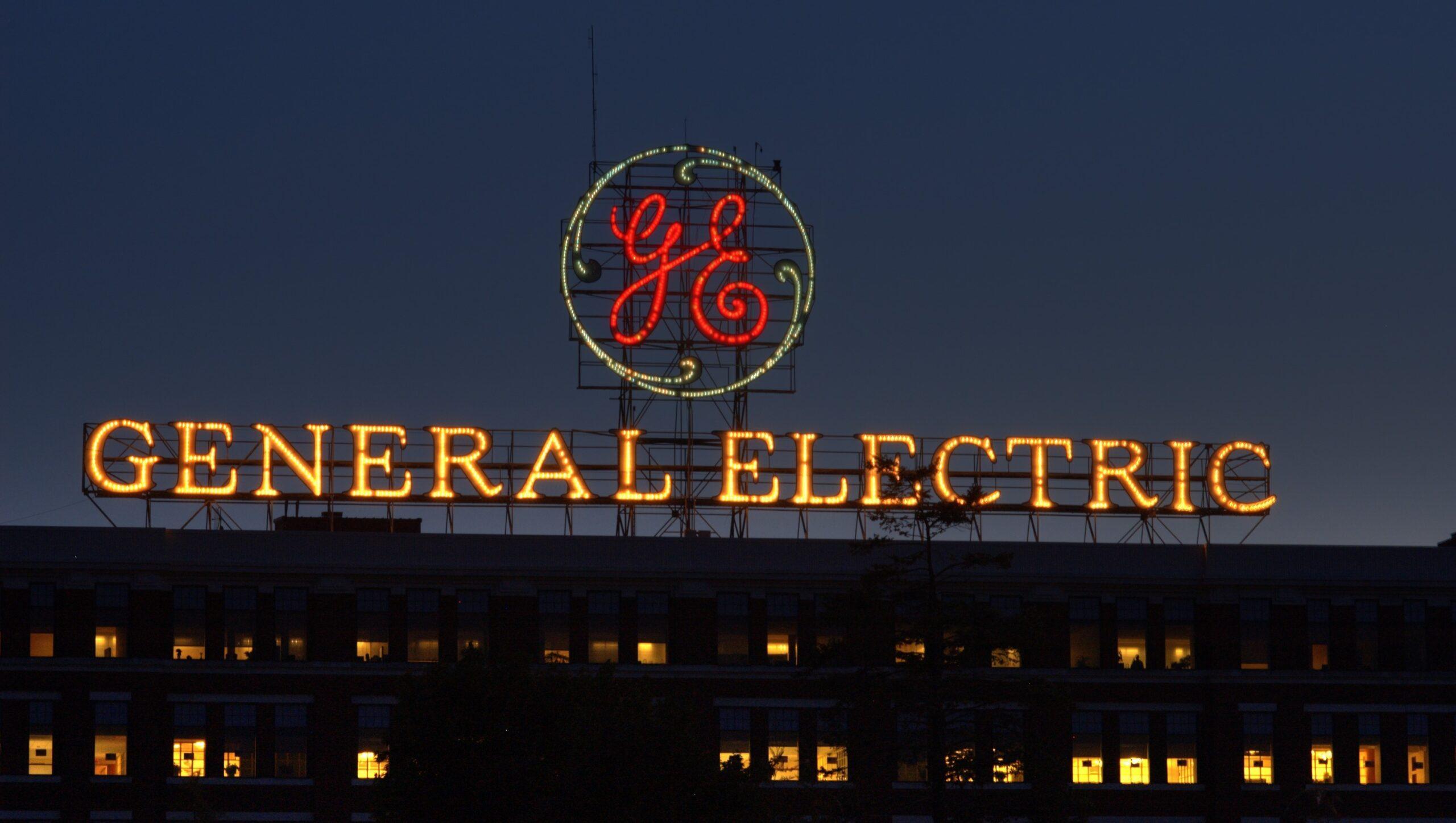 A neon sign displaying the words 'General Electric'