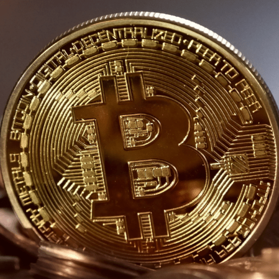 Close up image of a bitcoin.