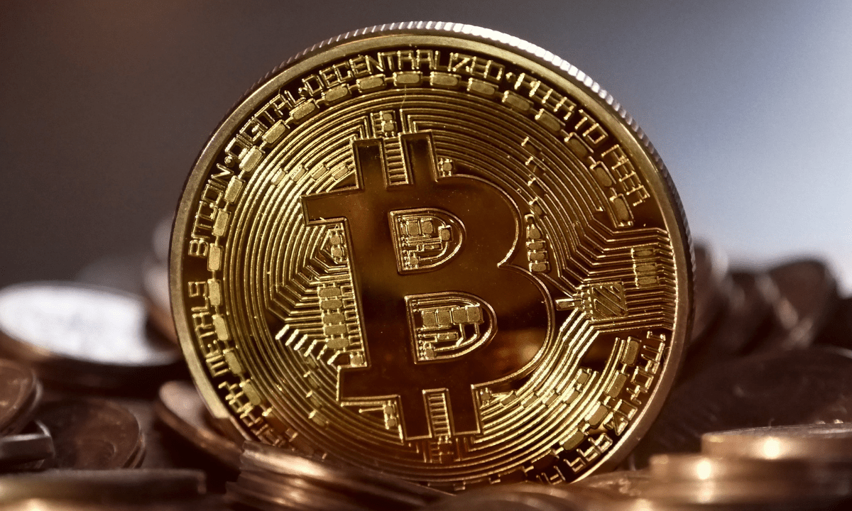 Close up image of a bitcoin.