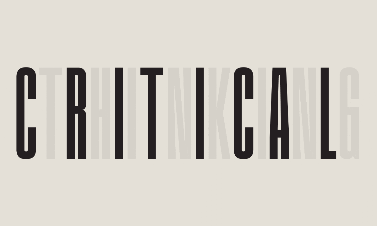 Article banner displaying the words 'critical thinking' in black, block letters.