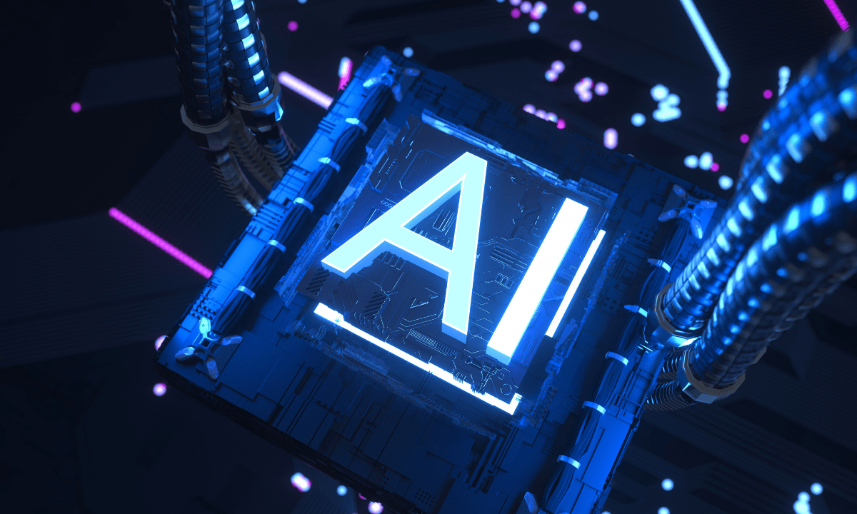 Colourful graphic displaying the acronym 'AI' as part of an article about generative AI.