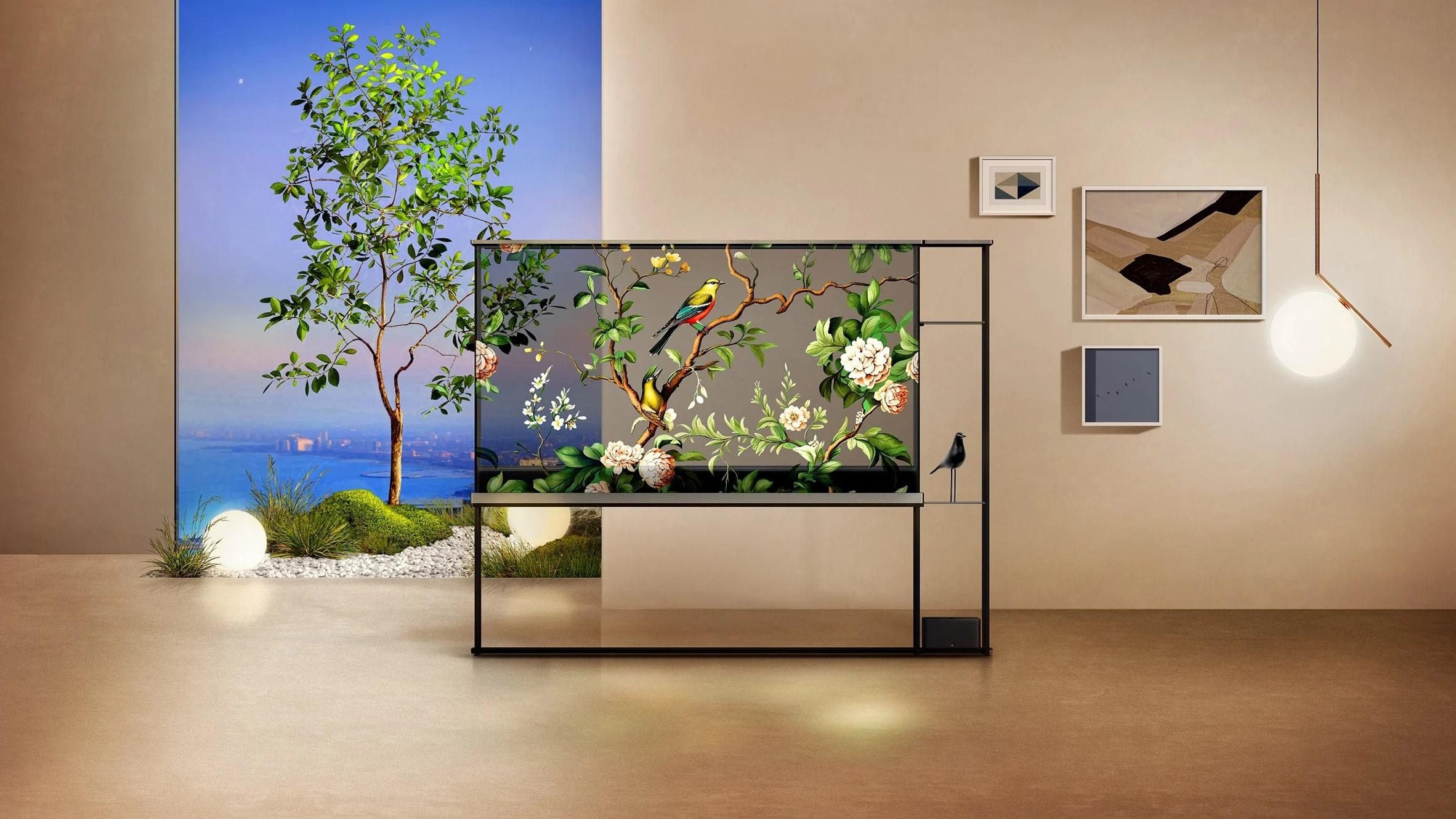LG's new transparent TV, as unveiled at CES 2024.