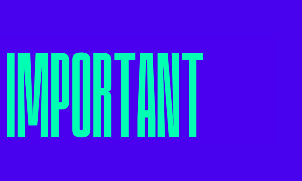 The word 'important' juxtaposed against a colourful graphic design.