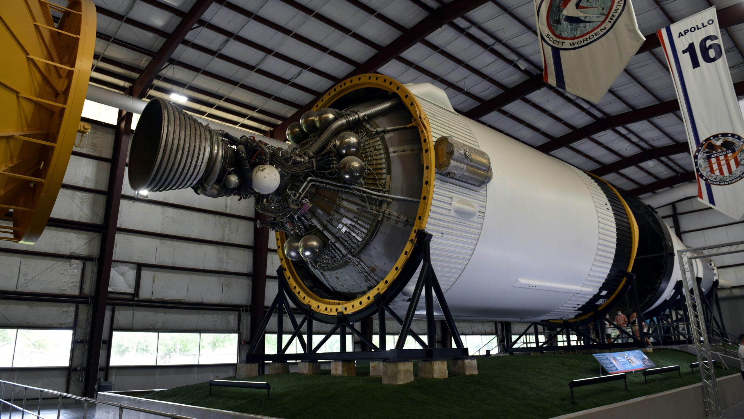 Part of the Apollo 16 space shuttle on display at NASA’s Lyndon B. Johnson Space Center in Houston, Texas.