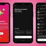 Graphic containing three images of smartphones demonstrating how to use Spotify Playlist.